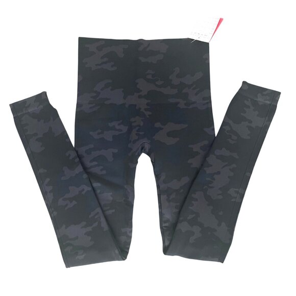 Spanx Womens Look at Me Now Seamless Leggings Black Camo Printed High-Waisted S - Picture 8 of 13